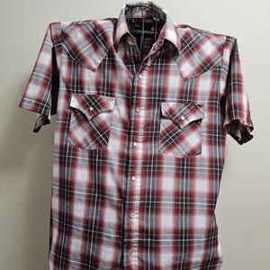 Plains Western Wear Pearl Snap Shirt Men’s Medium Red Plaid Short Sleeve
